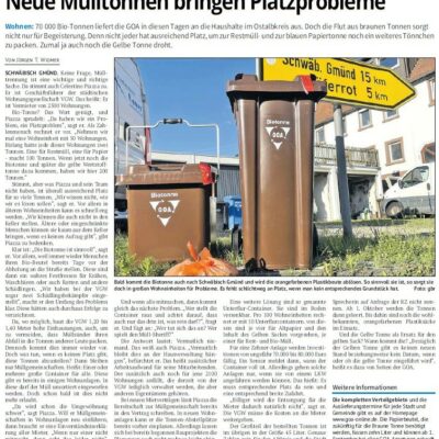 Neue Mülltonnen bringen Platzprobleme